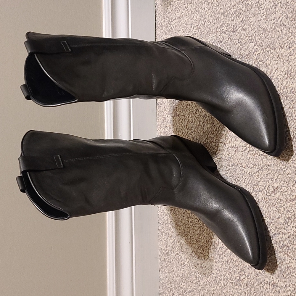 Malo Black Leather Western Heeled Boots